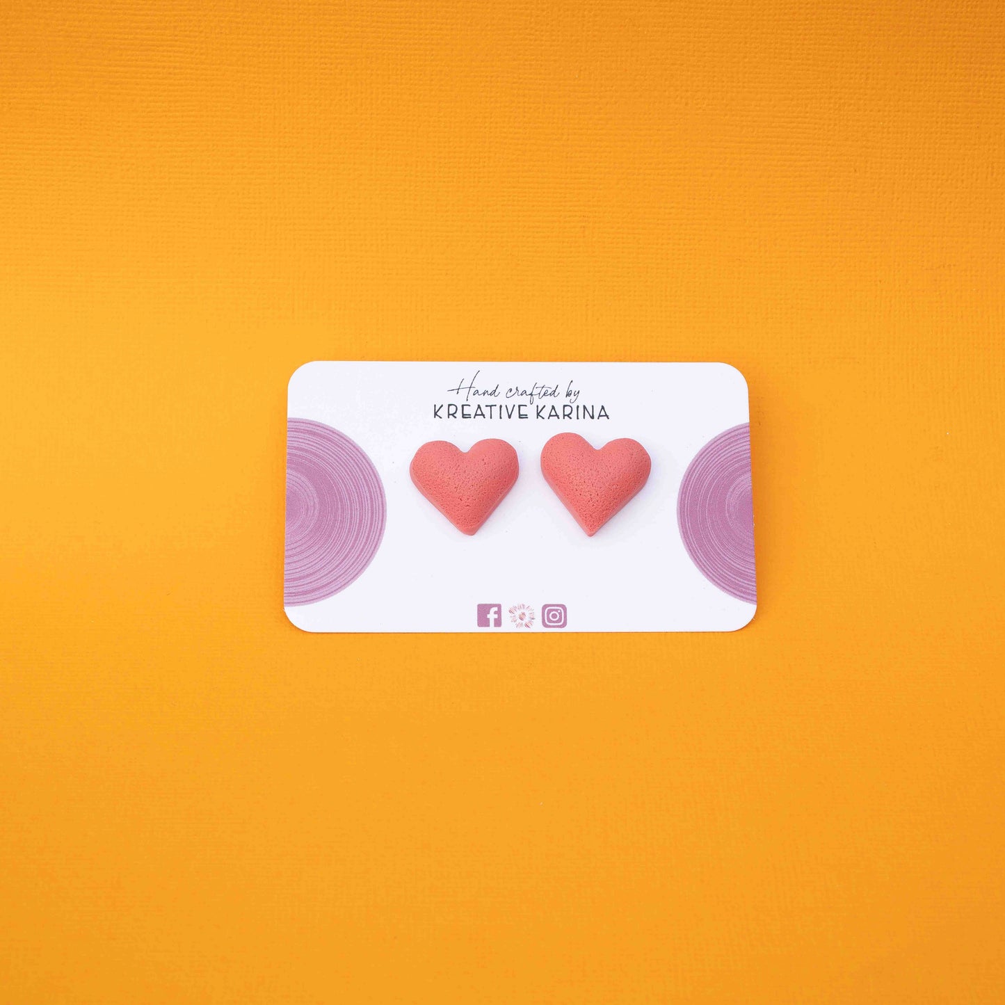 Polymer clay heart studs